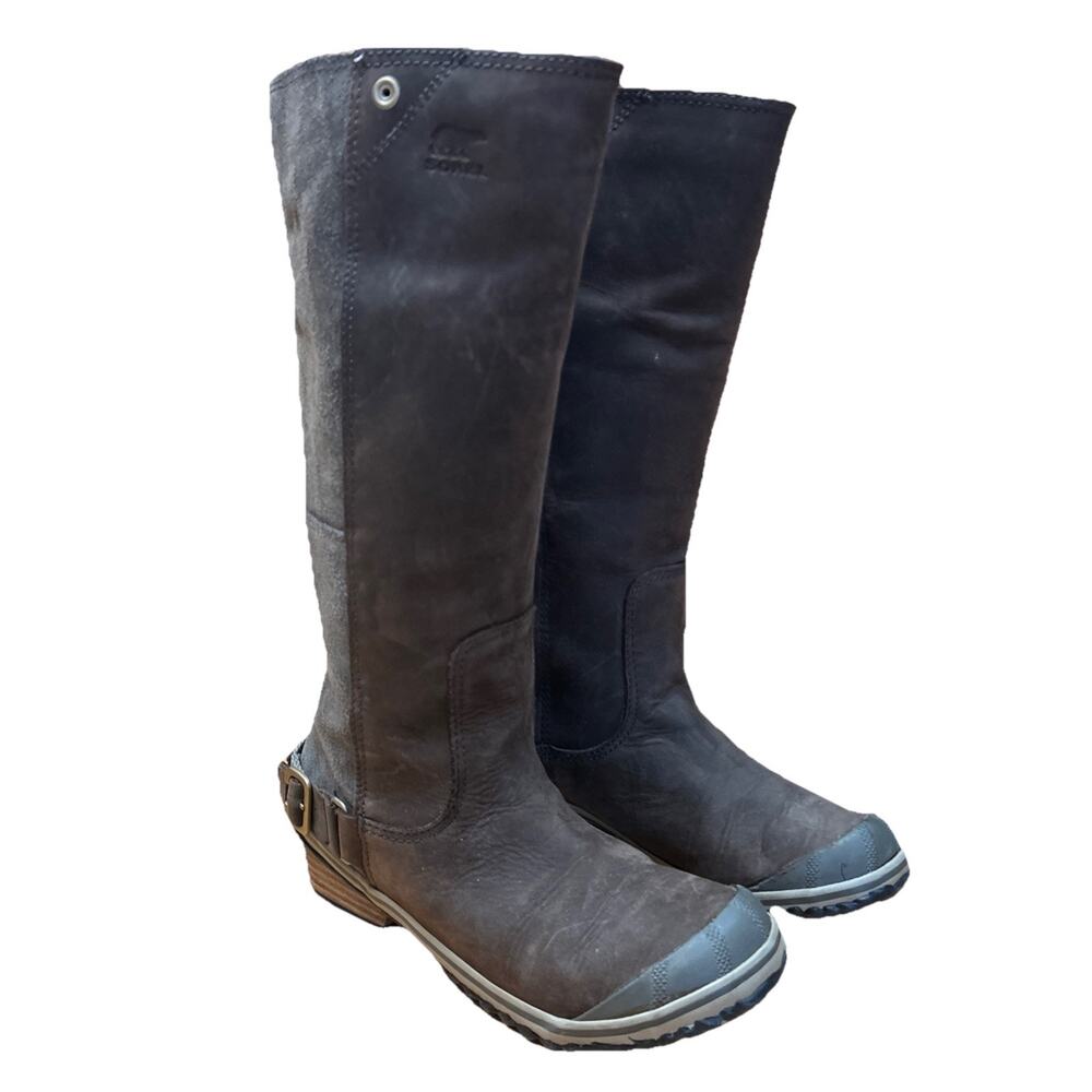 Sorel Women's 6.5 Boots Slimboot Brown Leather Tall Gorpcore Winter Snow Rain